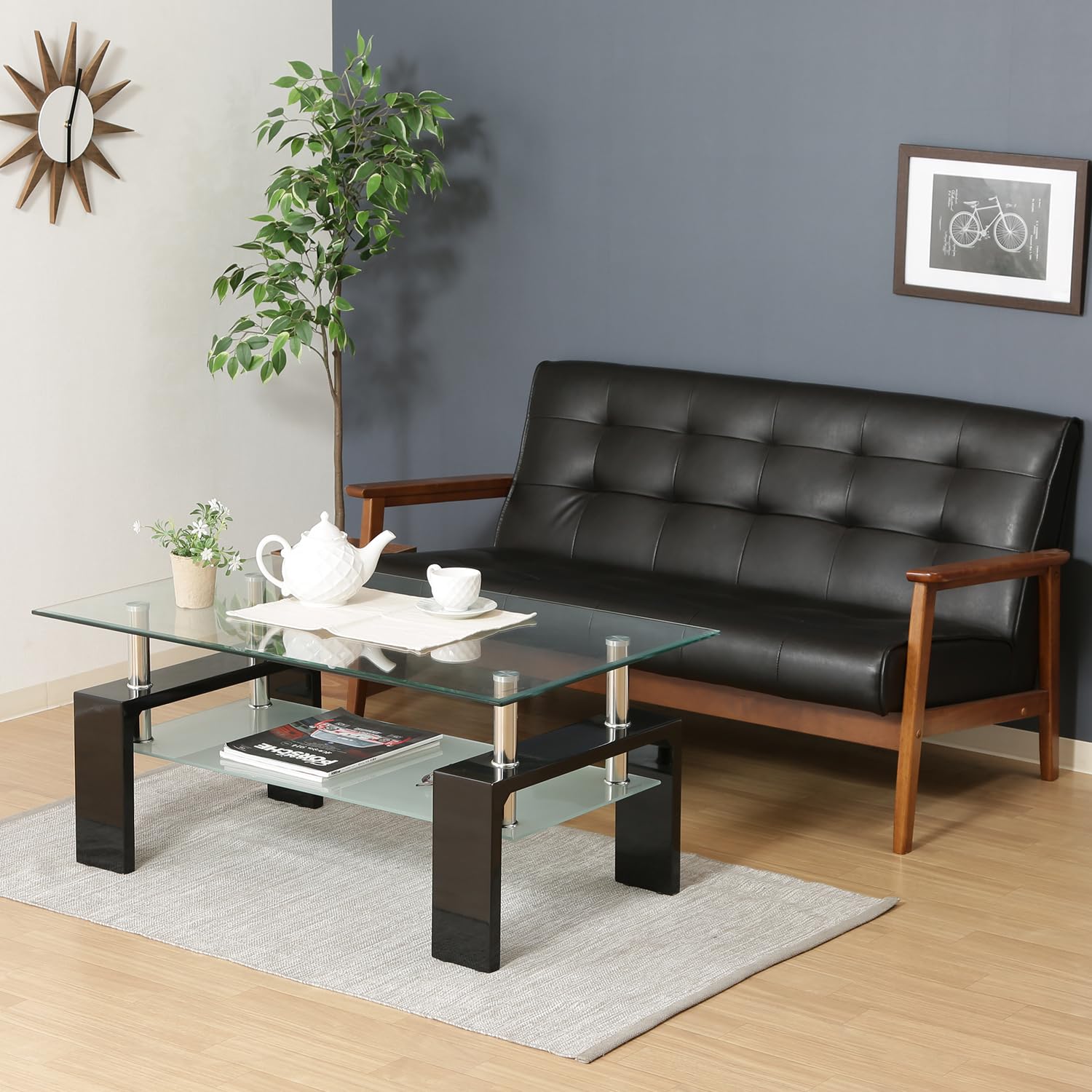 Amazon.co.jp: 不二貿易(Fujiboeki) センターテーブル ブラック